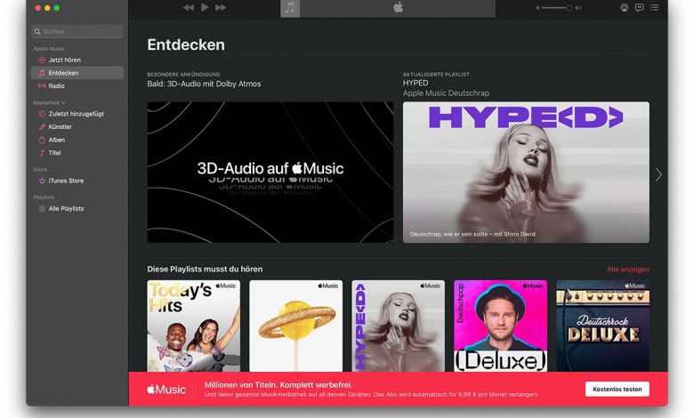 Apple Music mit Lossless Audio sowie Hi-res Audio und Spatial Audio mit Dolby Atmos